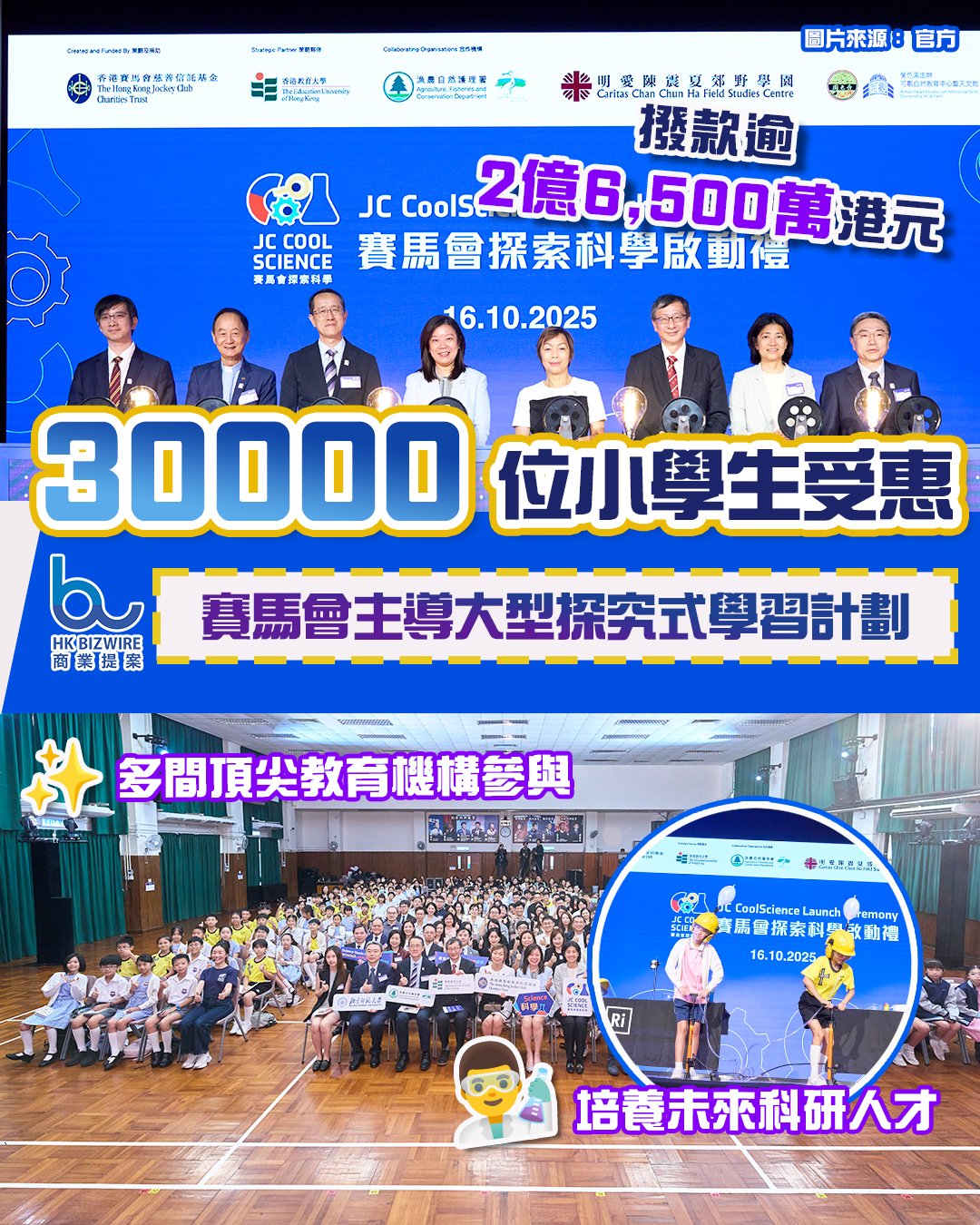 馬會主導推行全港首個大型探究式學習計劃　培育小學生科學素養